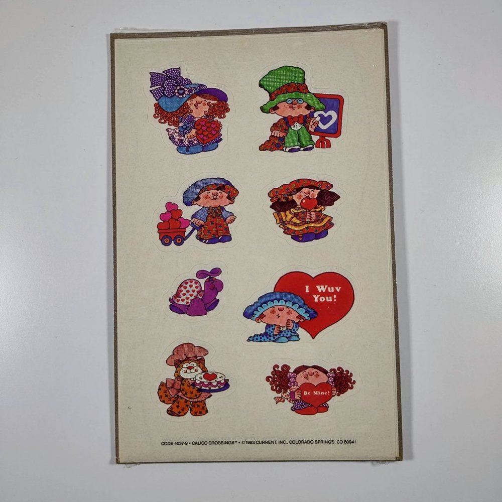 Vintage 1983 Calico Crossing Stickers NEW OLD STOCK Retro Valentine Stickers